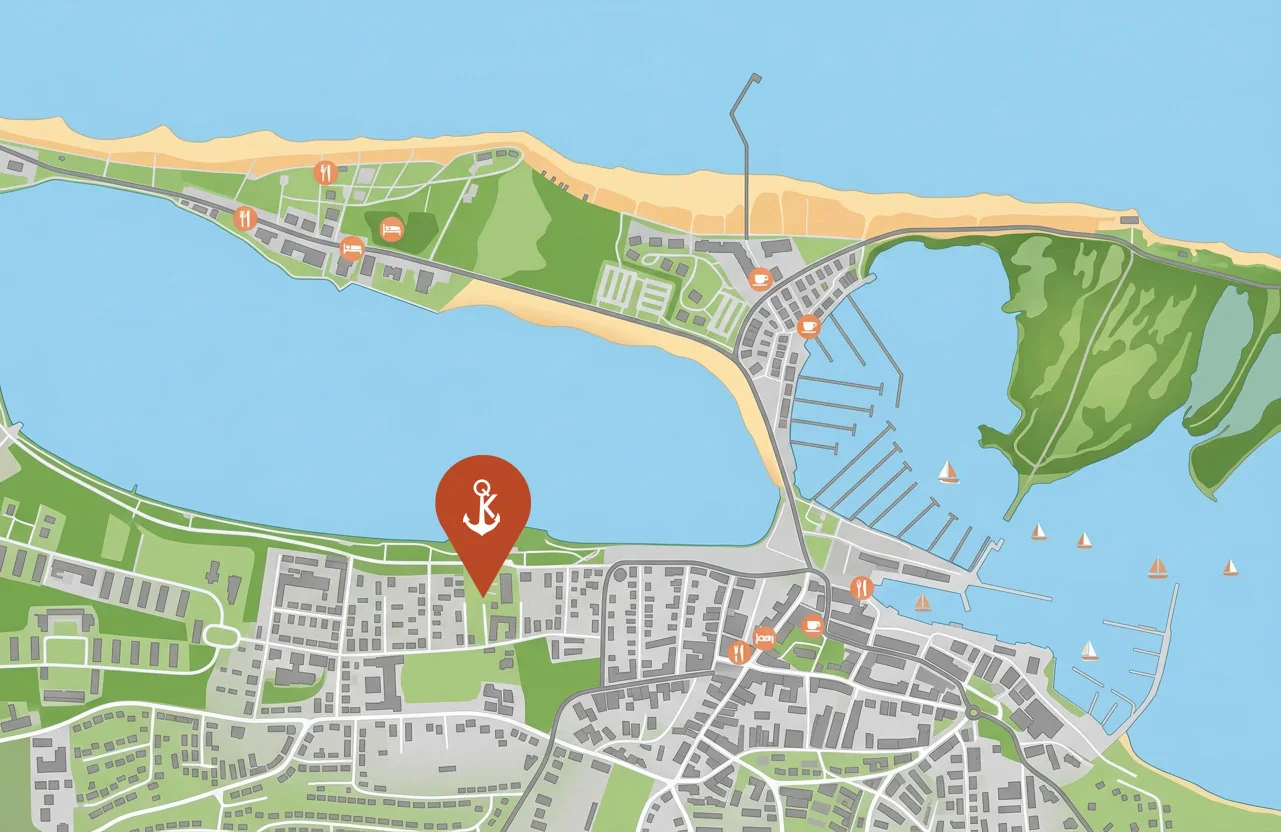 Map: Küstenquartier in Heiligenhafen between the Baltic Sea, the inland lake and the marina