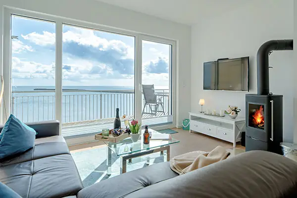 Living room with large windows