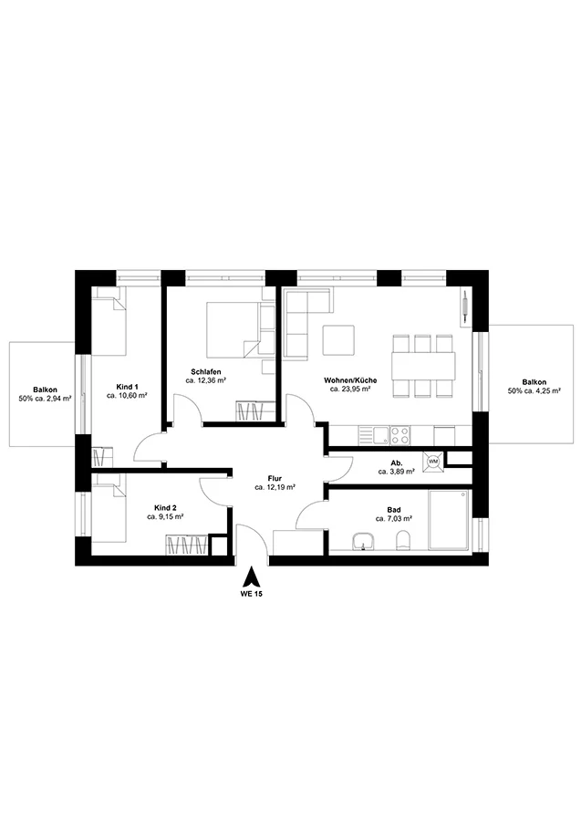 Floor plan, apartment 15