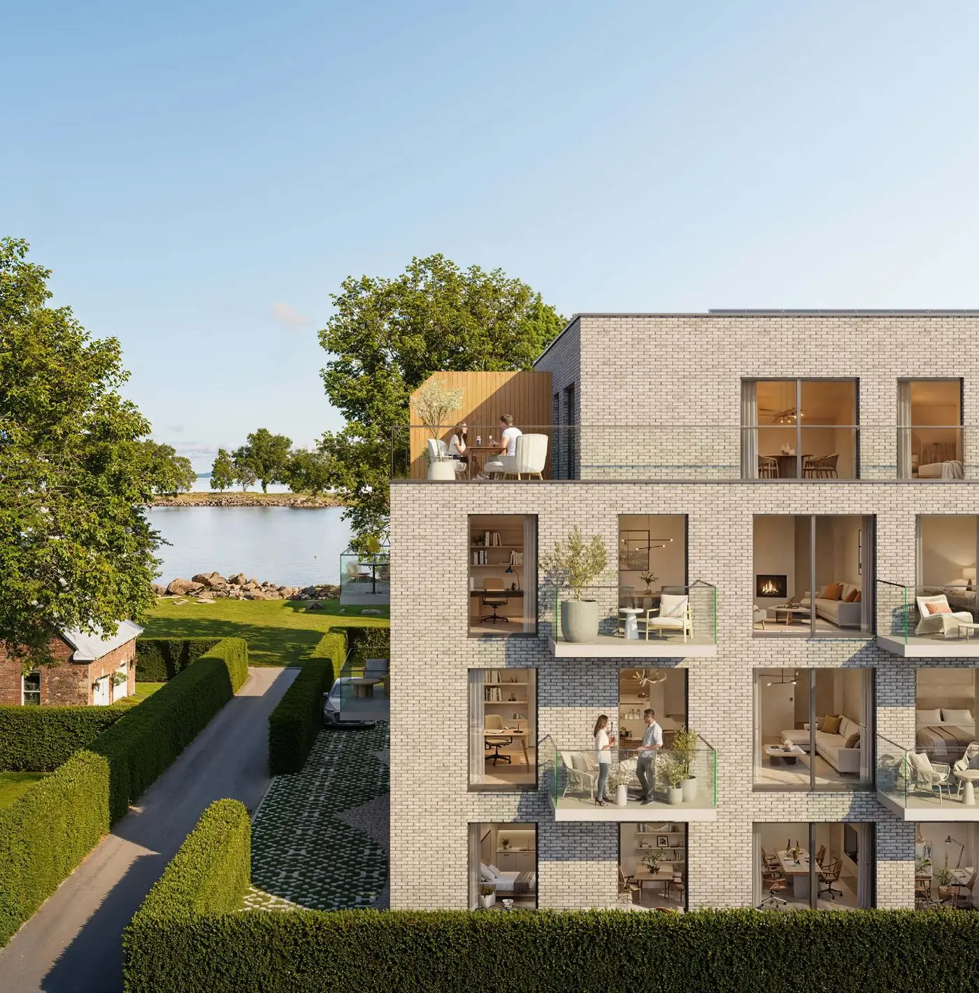 Balconies and roof terrace facing the water (visualisation)