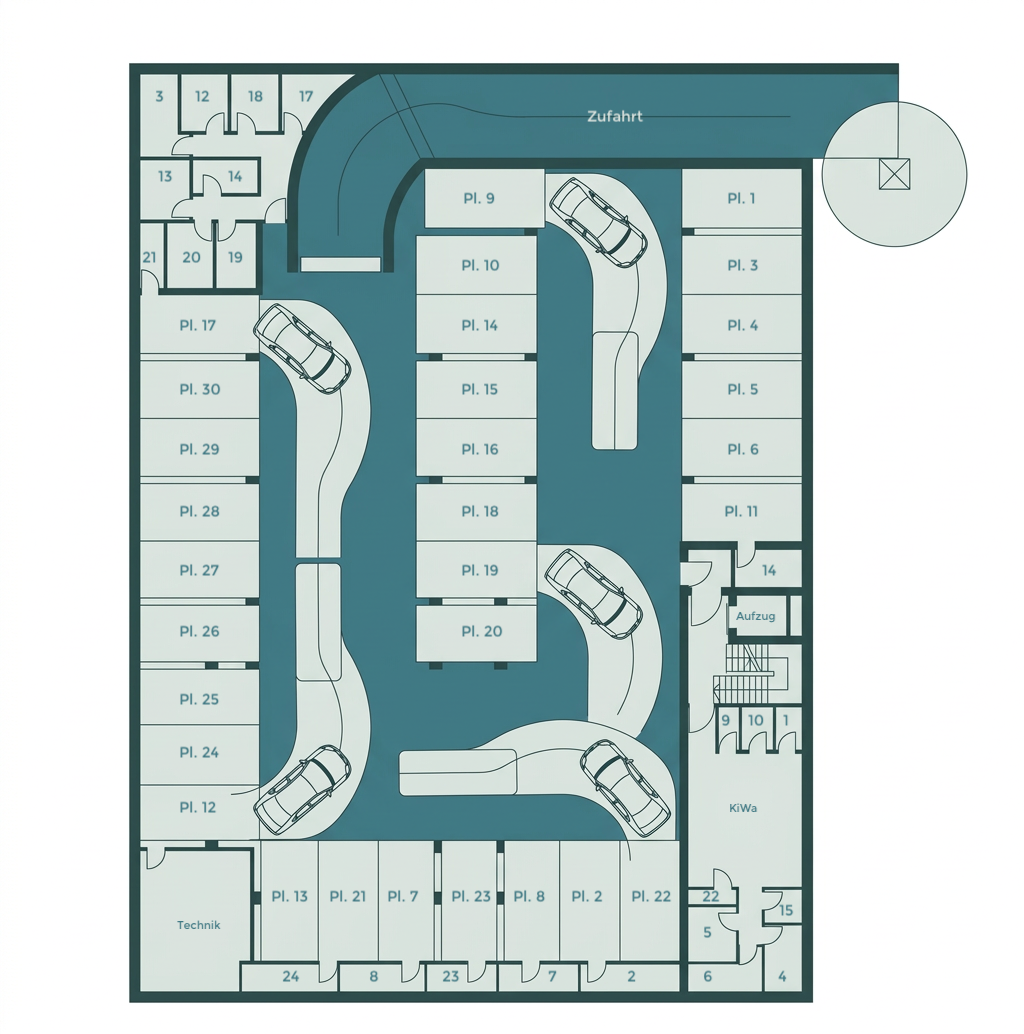 Grundriss Tiefgarage