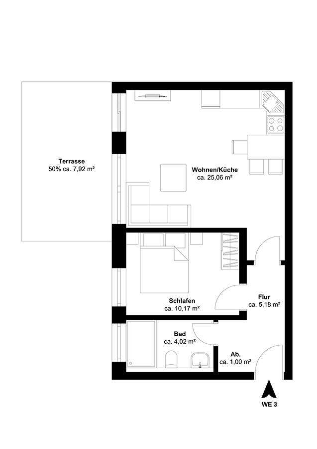 Grundriss Wohnung 1
