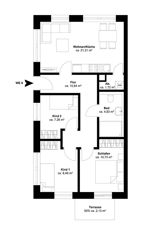 Grundriss Wohnung 1