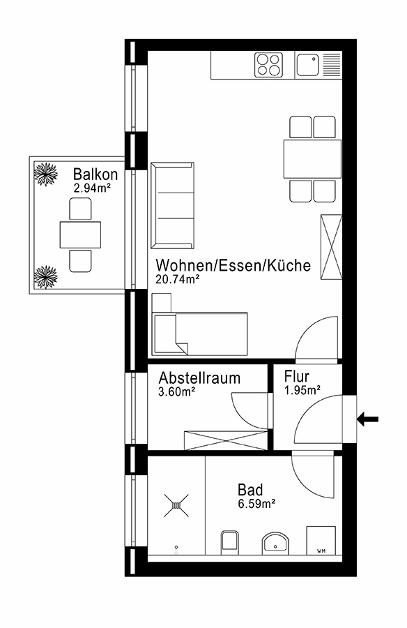 Grundriss Wohnung 1