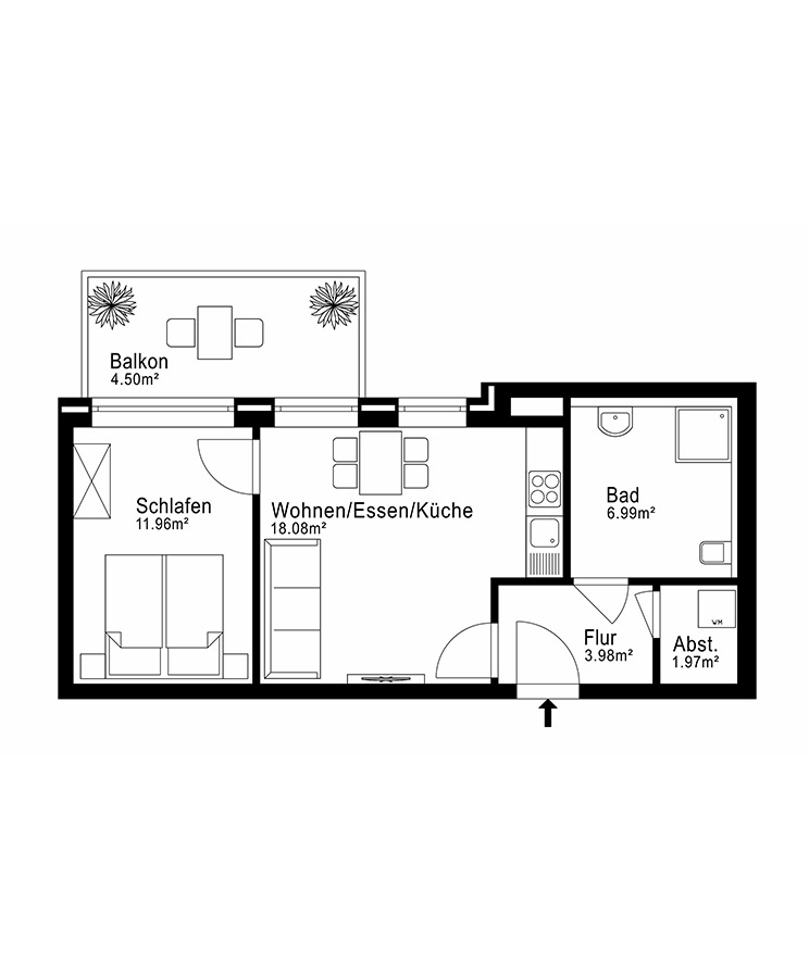 Grundriss Wohnung 1