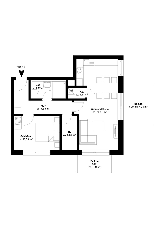Grundriss Wohnung 1