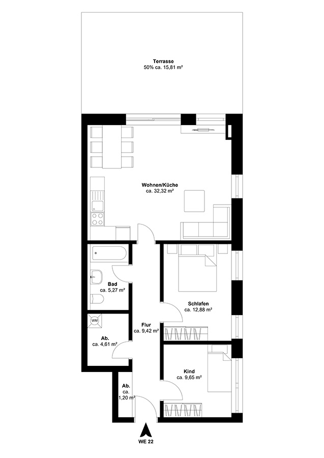 Grundriss Wohnung 1